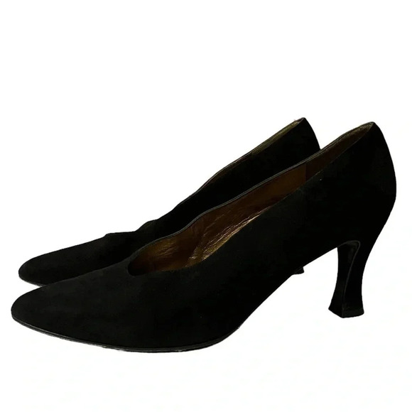 Stuart Weitzman Contemporary Black Suede Heels Size 7 Office Career - Picture 2 of 11